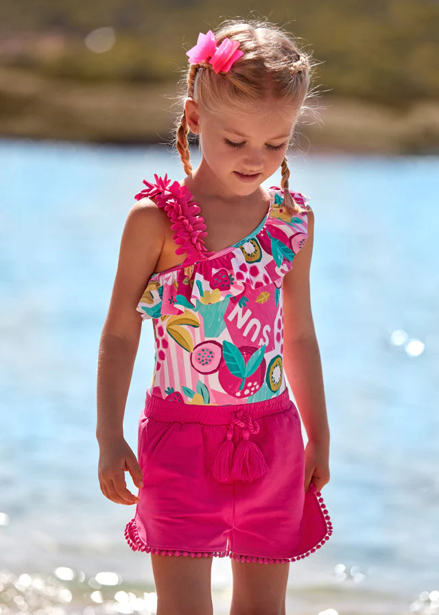 Mayoral Girls Fuchsia Pink Chenille Summer Shorts | New Season SALE