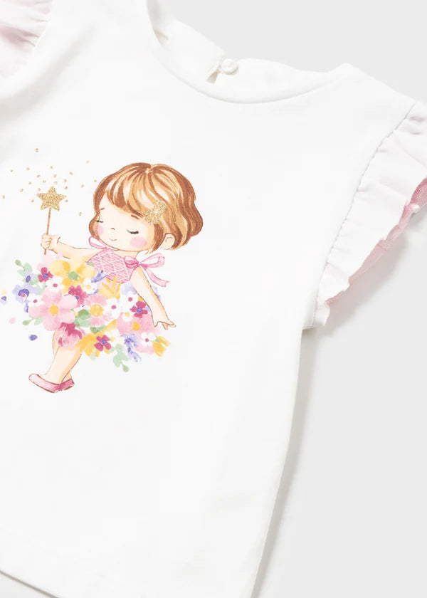 Mayoral Girls White Flower Girl Summer T-shirt  | New In | SALE