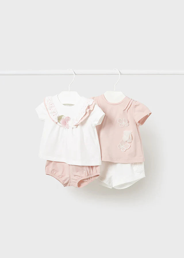 Mayoral Baby Girls Newborn 2 Piece Set Shorts & T-shirt Summer Outfit | New Season | SALE