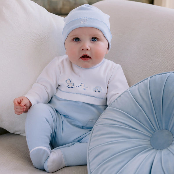 Emile Et Rose Baby Boy Ezra Blue Babygrow & Hat| Baby Boys Gifts ...