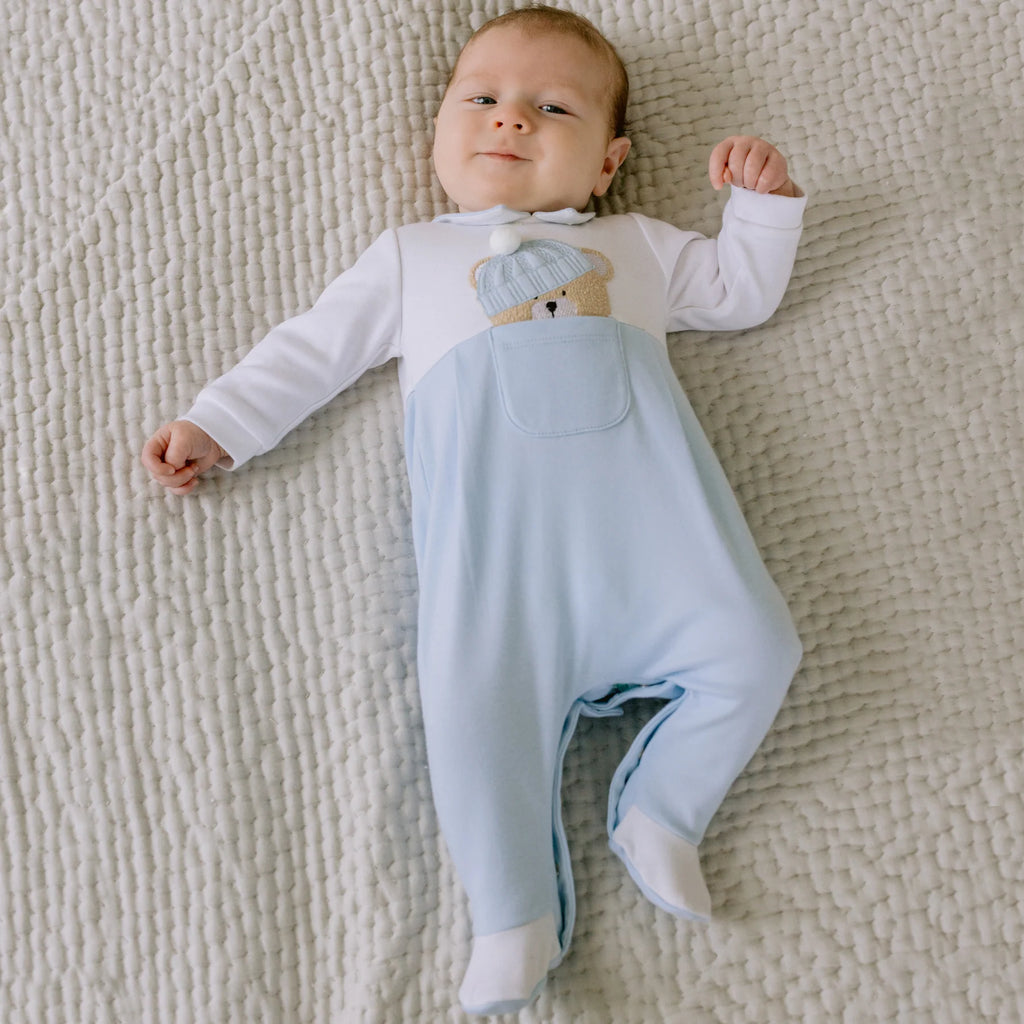 Emile et Rose Baby Boys Hebie Teddy Blue Babygrow | New In