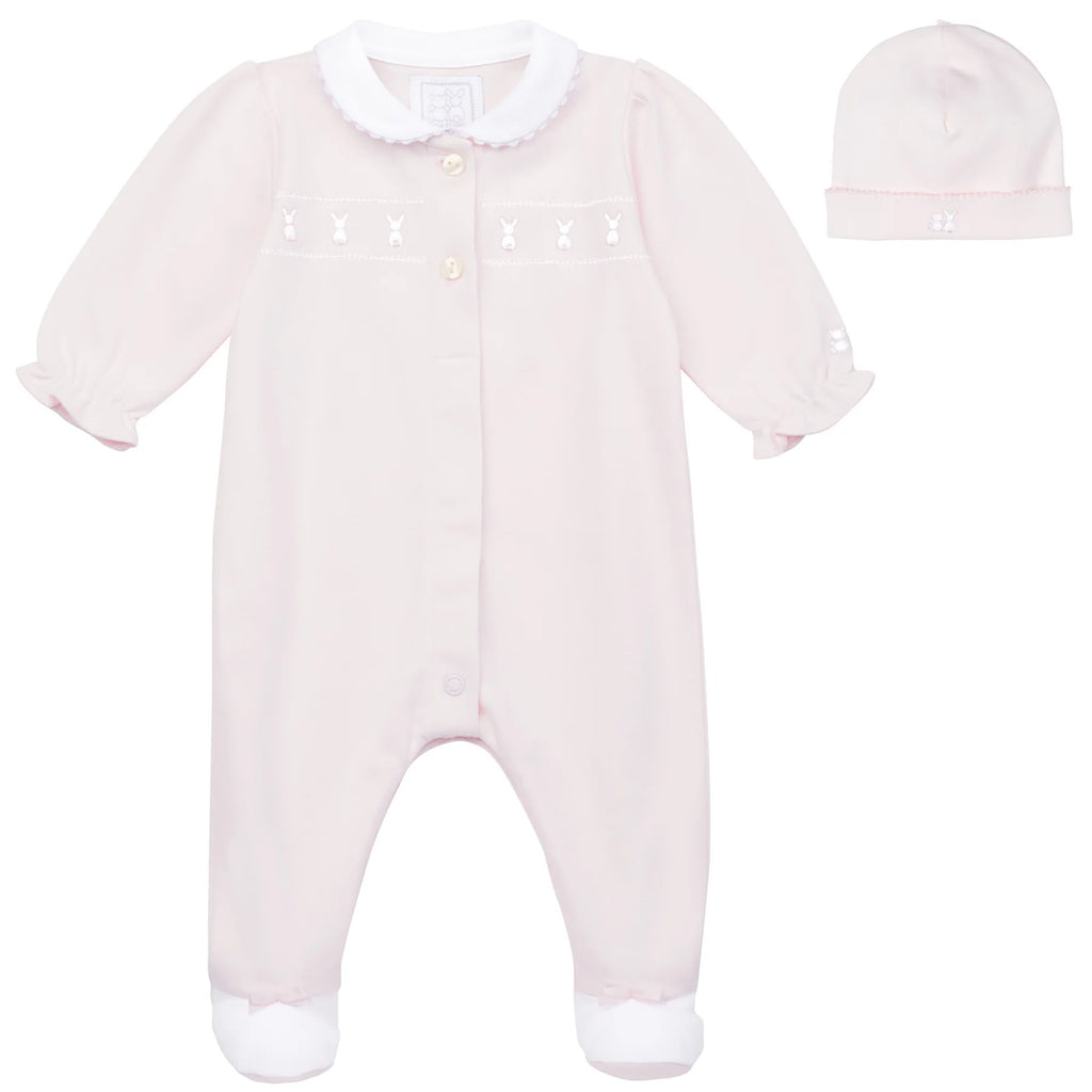 Emile et Rose Baby Girls Helen Pink Babygrow and Hat with White Collar | New In