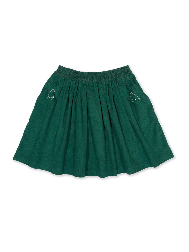 Kite Clothing Girls Green Garden Birds Corduroy Skirt | SALE  50% OFF