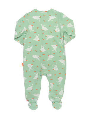 Kite Clothing Baby Bun Bunny Sage Green Sleepsuit with Carrots | Sale