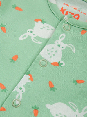 Kite Clothing Baby Bun Bunny Sage Green Sleepsuit with Carrots | Sale