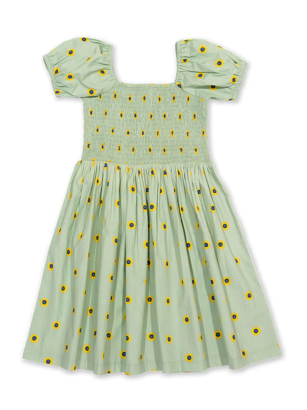 Kite Clothing Girls Summer Sunflower Sage Green Shirred Dress | New Season | Sale