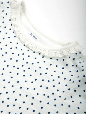 Kite Clothing Girls Little Dot White & Navy T-shirt | New Season | Sale