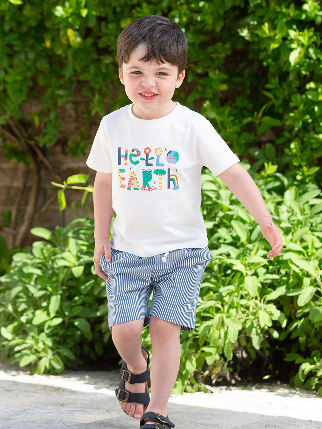 Kite Clothing Children's White Hello Earth Short Sleeved Top | New Season | sale