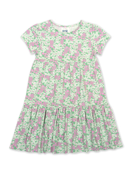 Kite Clothing Girls Summer Flower Patch Short Sleeved Dress Sage | SALE 50% OFF