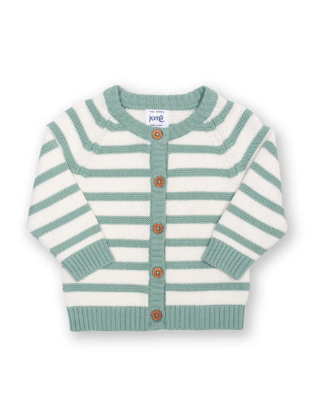 Kite Clothing Baby's My First Cardigan Soft Spruce White and Sage Knitted | New Season