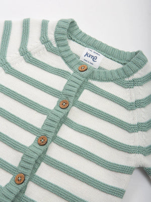 Kite Clothing Baby's My First Cardigan Soft Spruce White and Sage Knitted | New Season