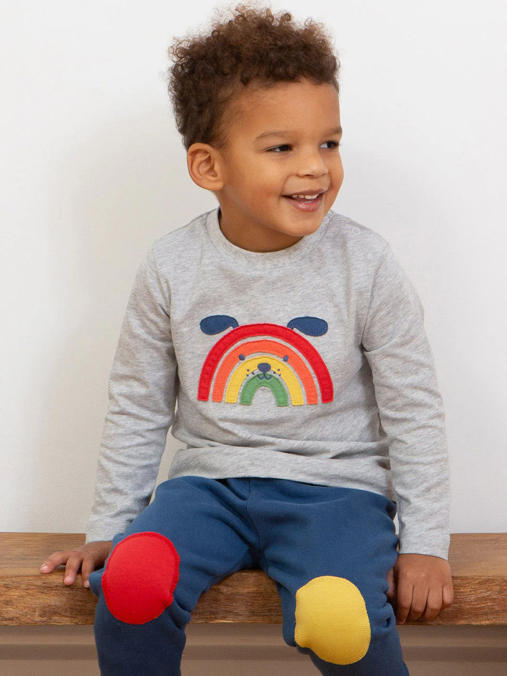 Kite Clothing Grey Long Sleeved Rainbow Pup T-shirt | New Season