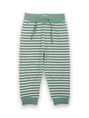 Kite Clothing Stripy Sage Green and White Joggers | New Season