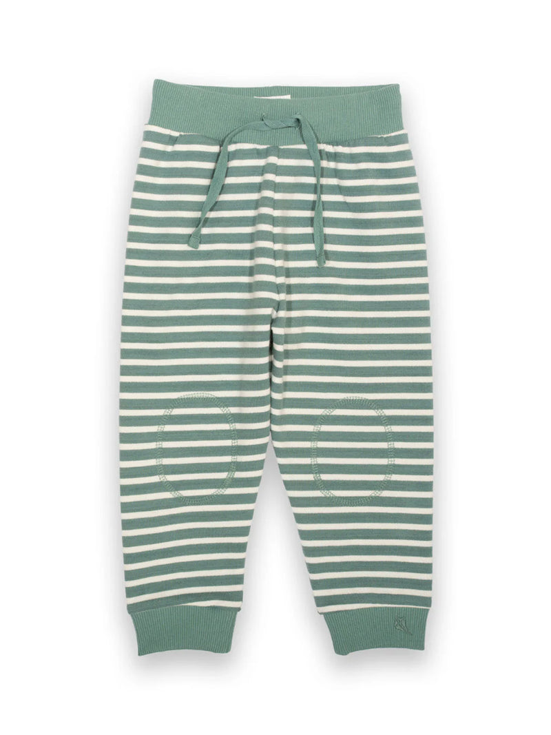 Kite Clothing Stripy Sage Green and White Joggers | New Season