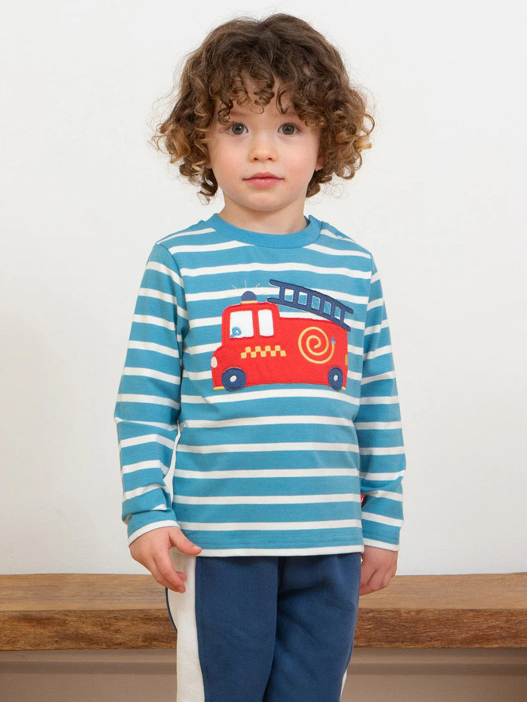 Kite Clothing Boys Long Sleeved Stripy Nee-Naw Fire Truck T-shirt | New Season