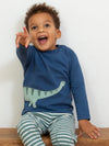 Kite Clothing Boys Navy Dippy Dino Long Sleeved T-shirt | SALE