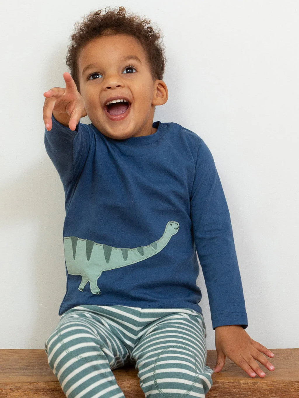 Kite Clothing Boys Navy Dippy Dino Long Sleeved T-shirt | New Season