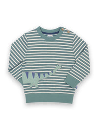 Kite Clothing Dippy Dino Sweatshirt Green Stripy Boys Dinosaur