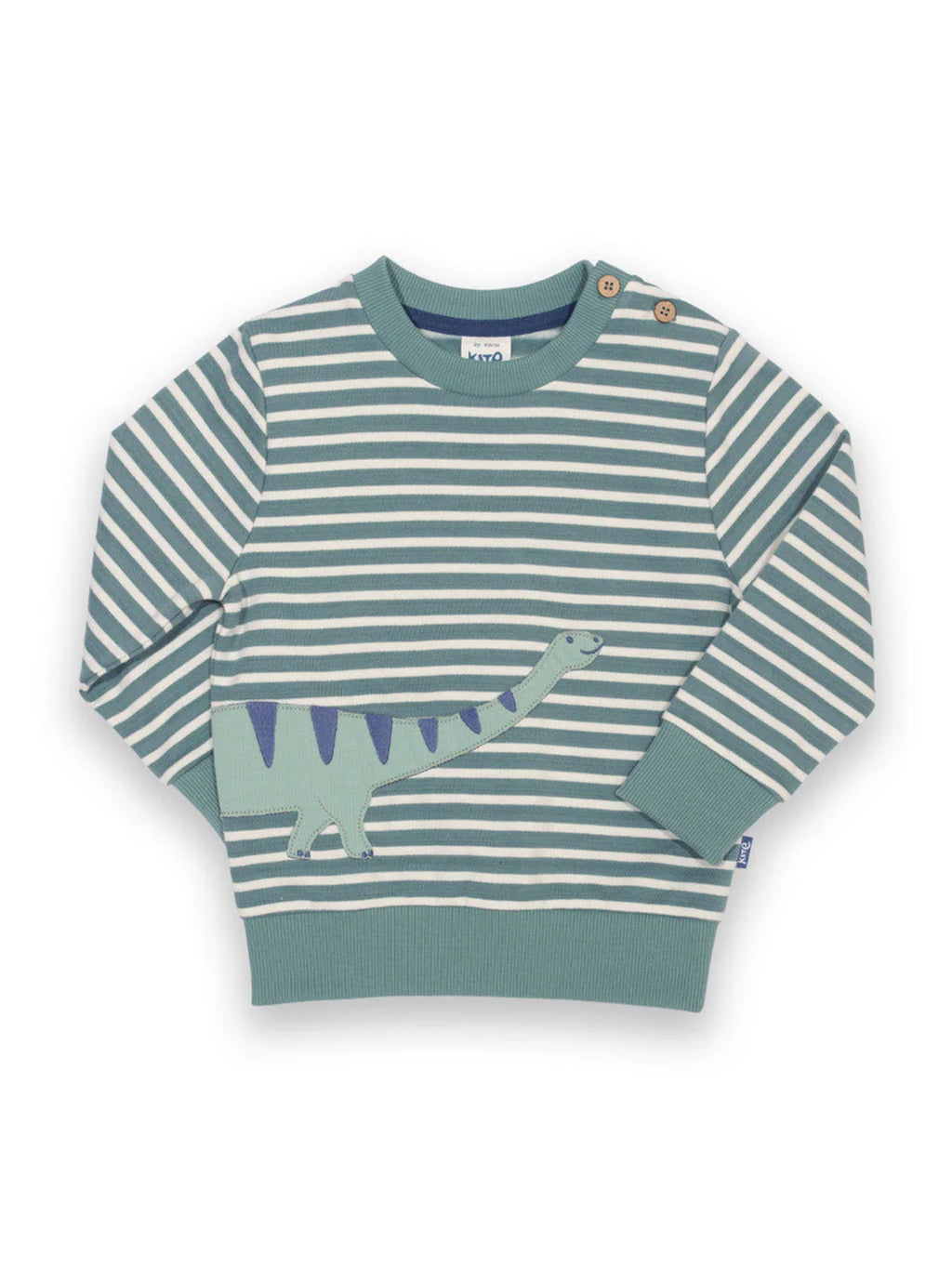 Kite Clothing Dippy Dino Sweatshirt Green Stripy Boys Dinosaur | New Season