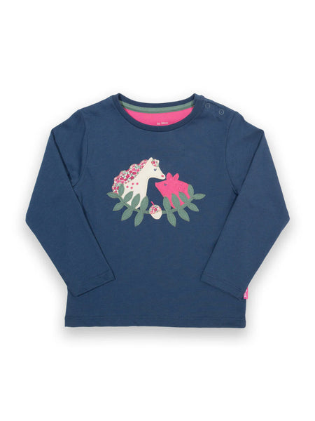 Kite Clothing Girls Navy Long Sleeved Pig Pannage T-shirt | New Season