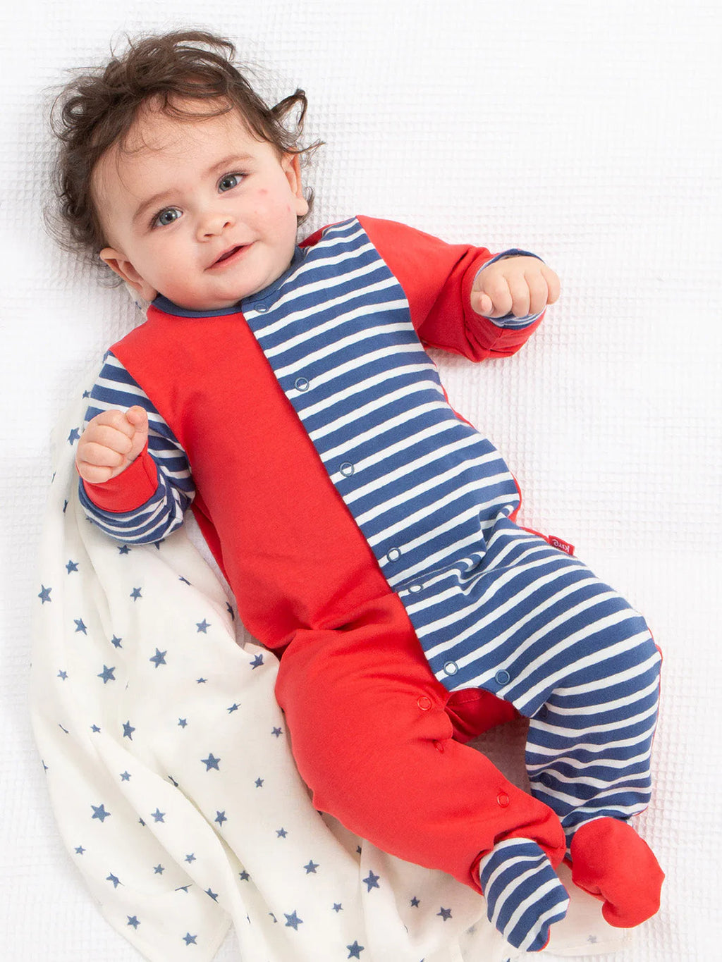 Kite Clothing Baby Hotchpotch Red and Navy Striped Sleepsuit | New In