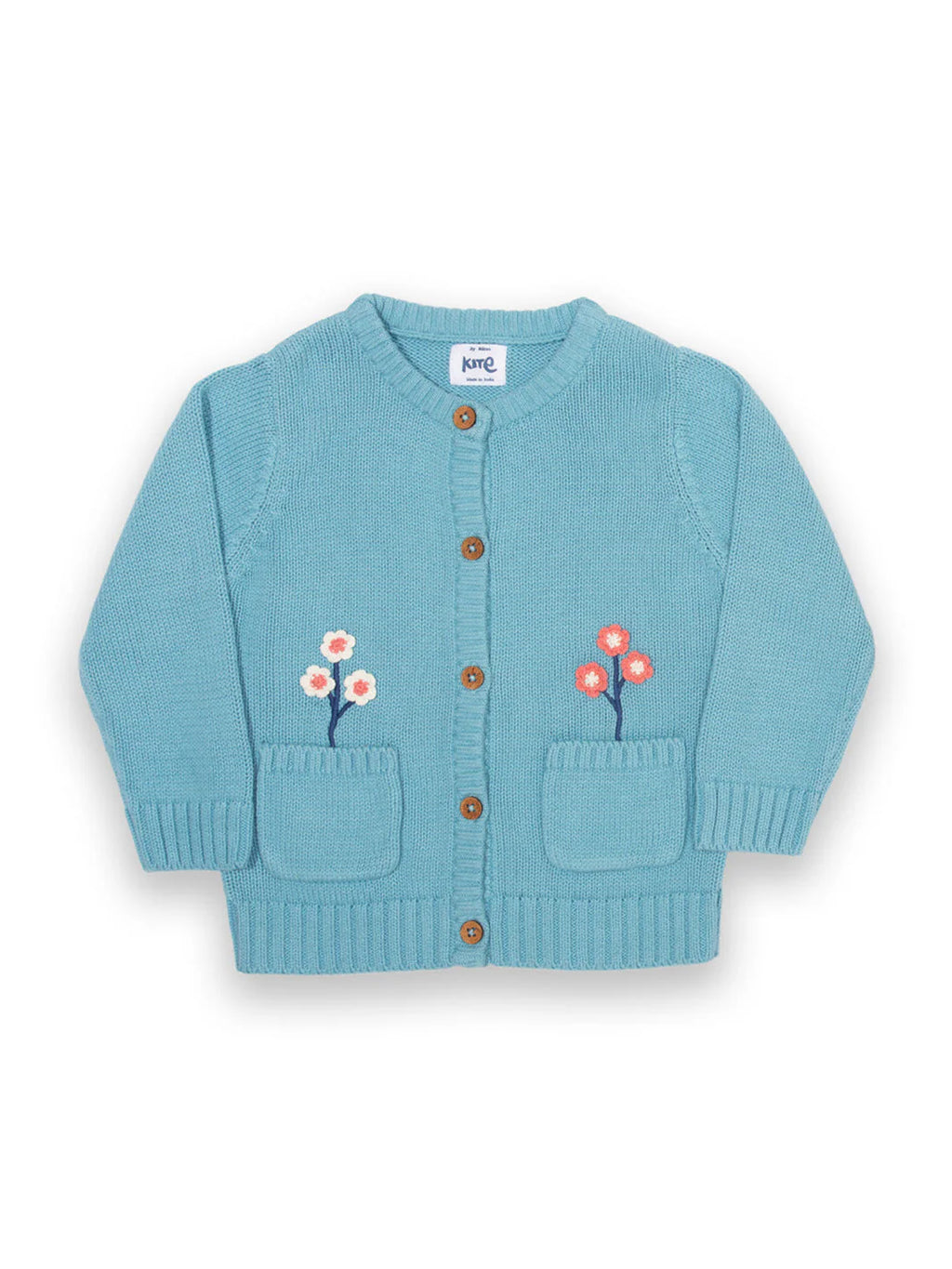 Kite Clothing Girls Hygge Blue Crochet Flowers Cardigan | New In