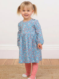 Kite Clothing Girls Winter Woodland Long Sleeved Blue Floral Dress | SALE