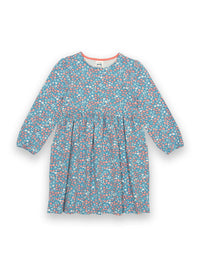 Kite Clothing Girls Winter Woodland Long Sleeved Blue Floral Dress | SALE