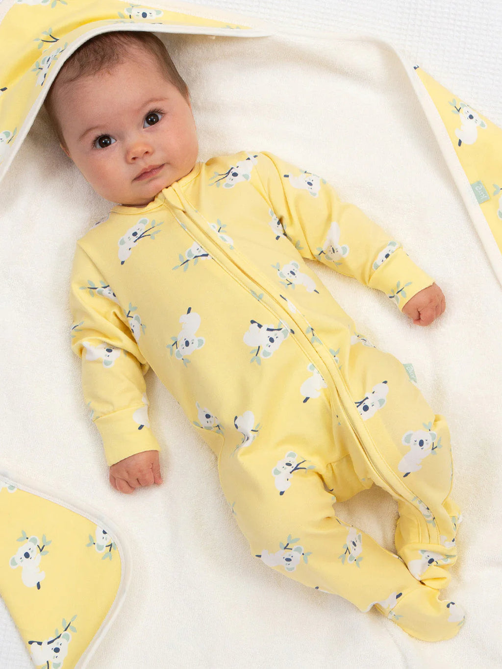 Kite Clothing Koala Time Yellow Baby Sleepsuit