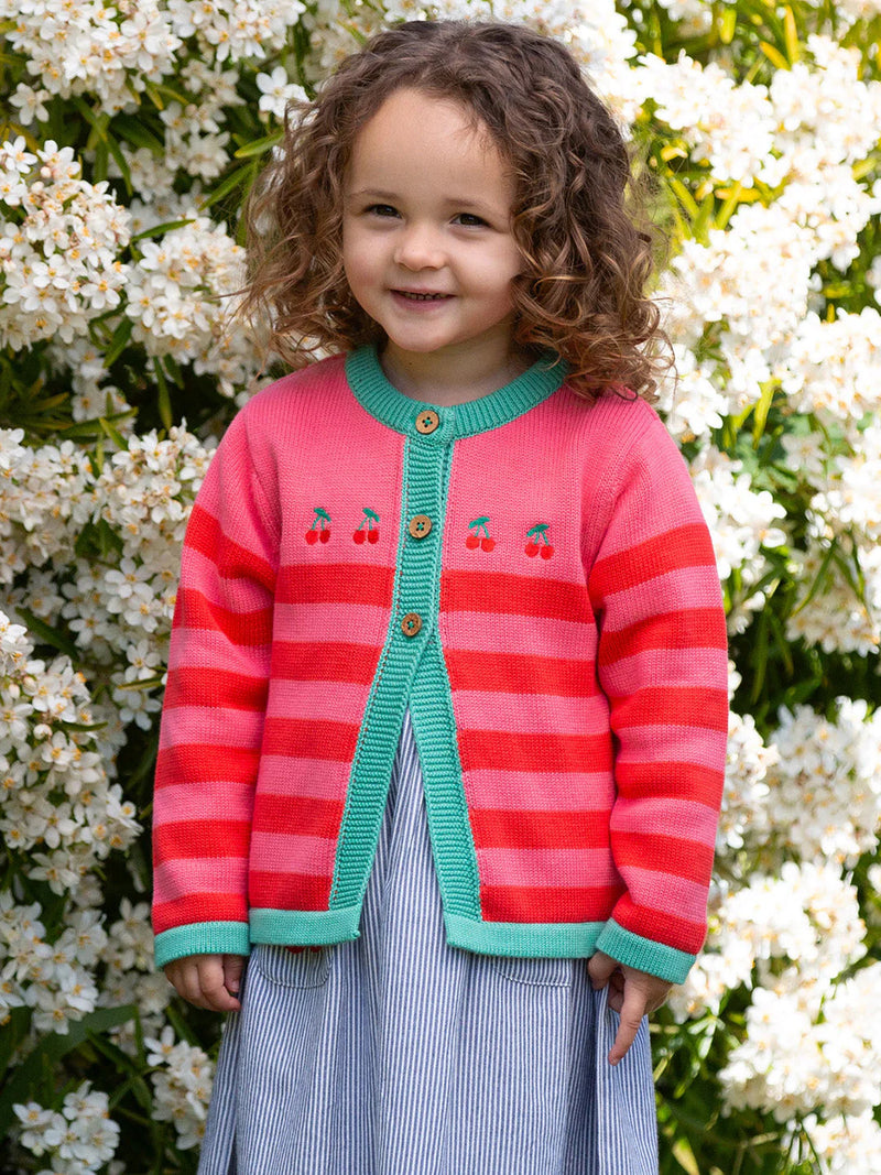 Kite Clothing Girls Cherry Pink and Red Cardigan