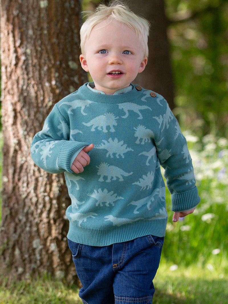 Kite Clothing Boys Dinosaur Knitted Jumper Sage Green