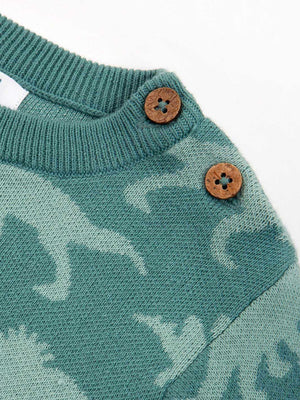 Kite Clothing Boys Dinosaur Knitted Jumper Sage Green