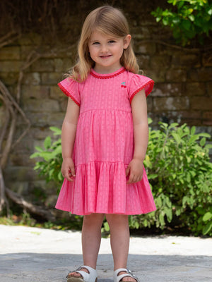 Kite Clothing Girls Pink Waterfall Cherry Embroidery Dress