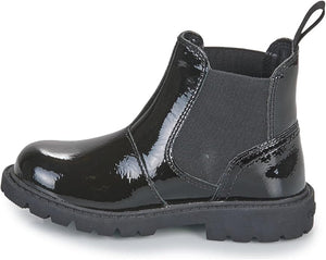 Geox Girls J Shaylax Black Ankle Boots Patent School Boots | Back To School