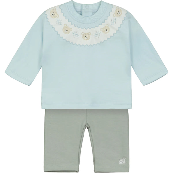 Emile Et Rose Elliott Boys Blue Bear Smart Two Piece Outfit Set Jumper and Leggings