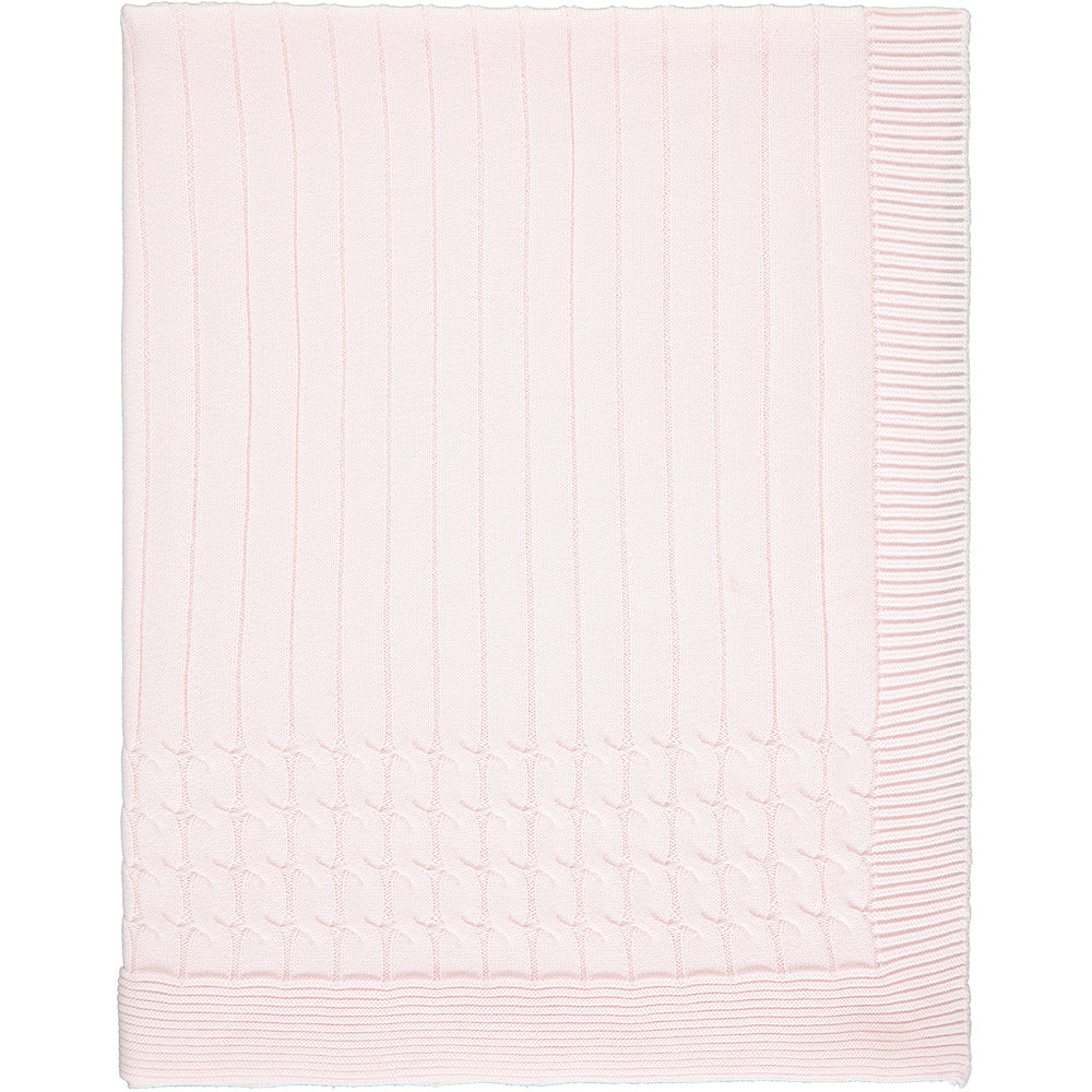 Emile Et Rose Pale Pink Knitted Baby Blanket