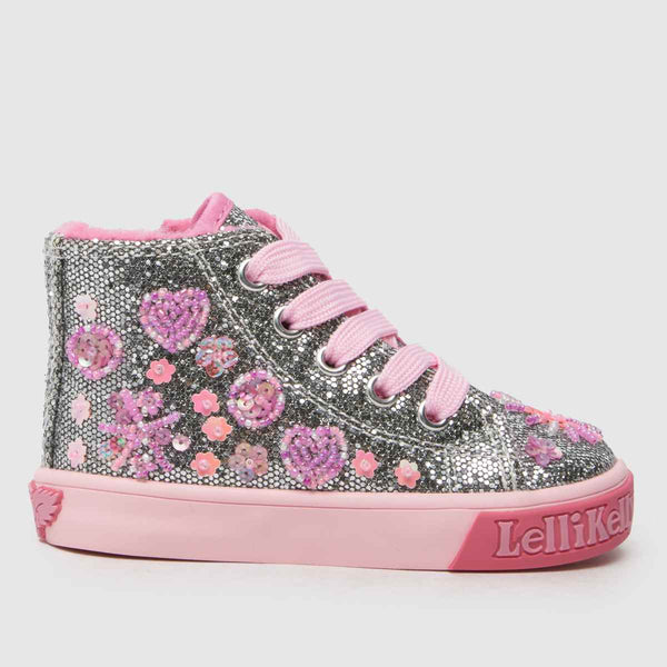 Lelli Kelly Girls Silver Dafne Mid Girls Toddler Trainers Hi-Top Boots