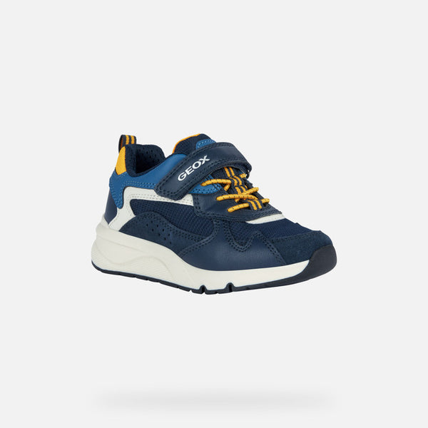 Geox Boys Rooner Navy/Yellow Trainers