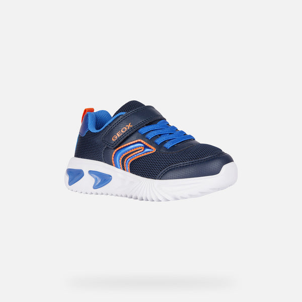 Geox Boys Junior Assister Navy Trainers with Lights