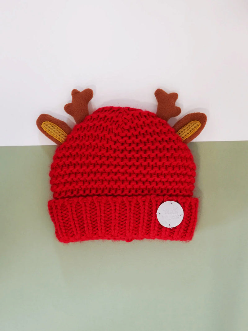 Blade & Rose Festive Winter Reindeer Red Knitted Children's Hat