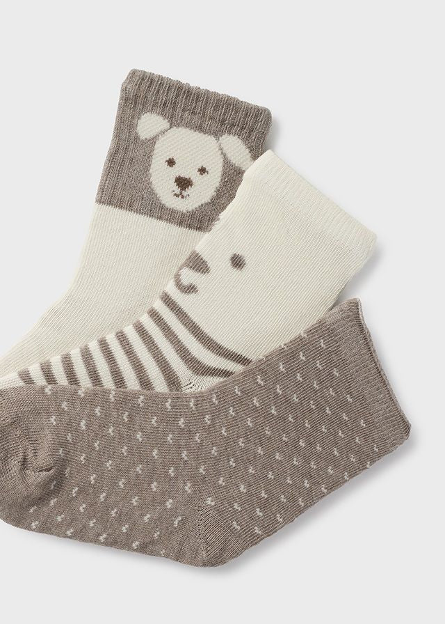 Mayoral Baby Boy's 3 Pack Puppy Beige Socks | New In