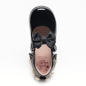 Lelli Kelly Girls Annie Black Patent School Shoes with Friendship Bracelet | Back To School