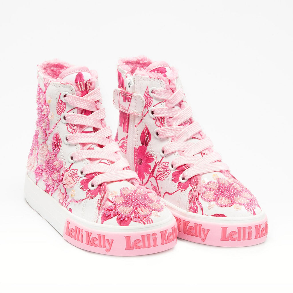 Lelli Kelly Brooke White and Pink Fur Fantasy Girls Hi-Tops | New In