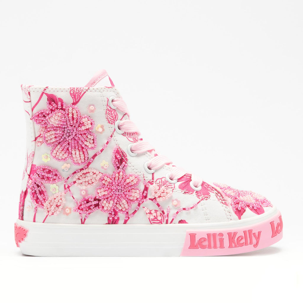 Lelli Kelly Brooke White and Pink Fur Fantasy Girls Hi-Tops | New In