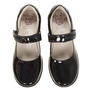 Lelli Kelly Luna 2 With Detachable Butterfly School Shoe F &  G Fitting - Black Patent