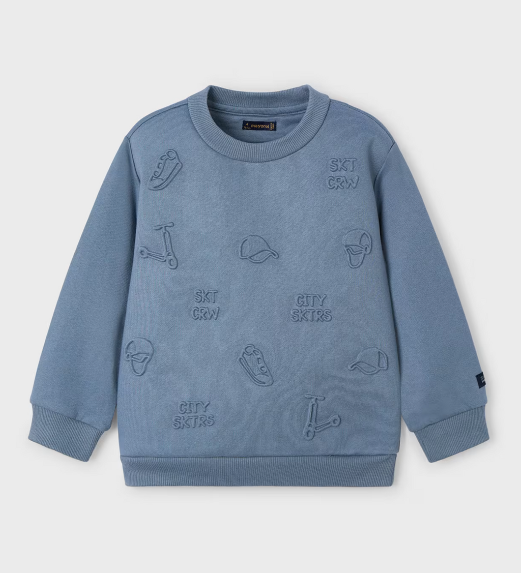 Mayoral Boys Embossed Blue Cloud Sweatshirt | New In