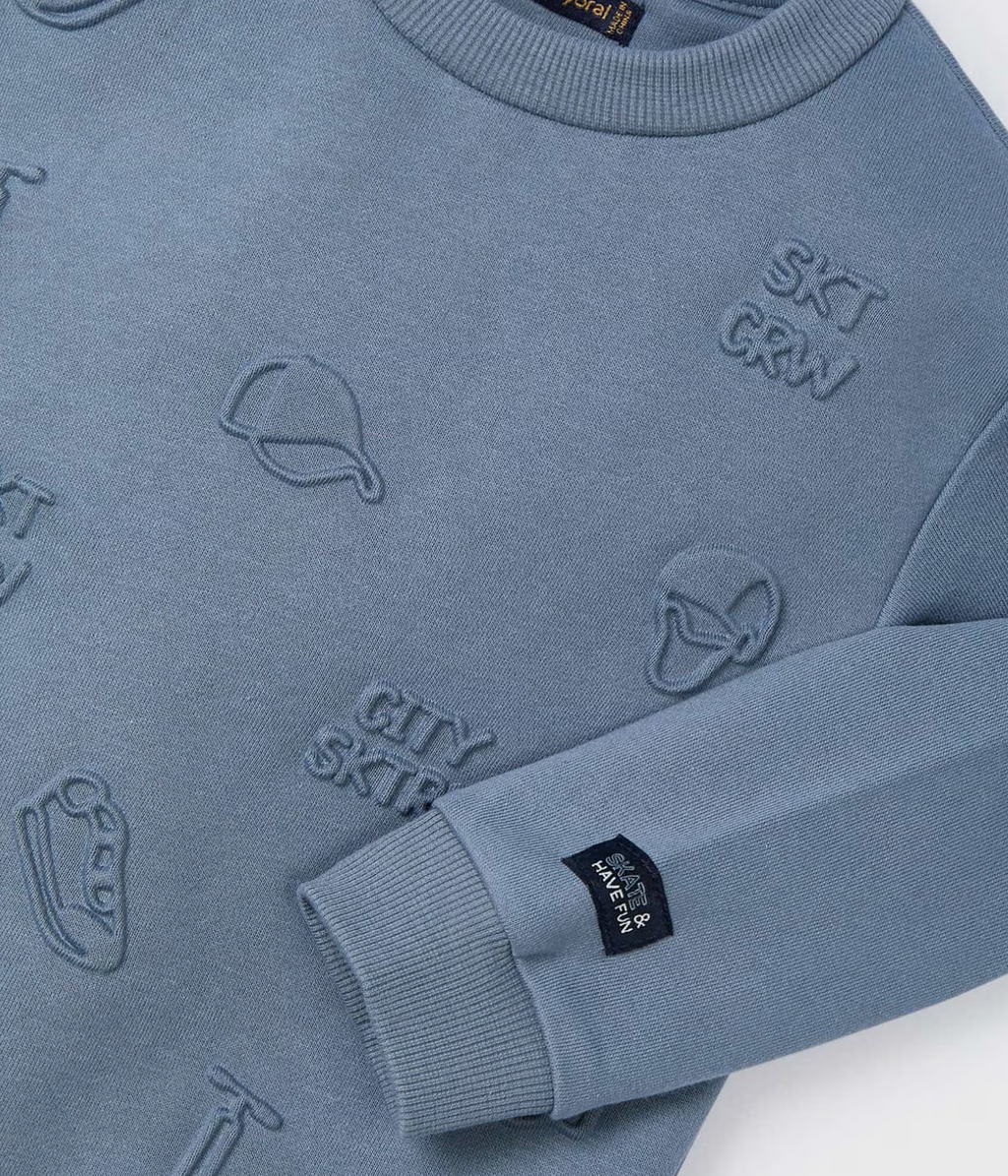 Mayoral Boys Embossed Blue Cloud Sweatshirt | New In