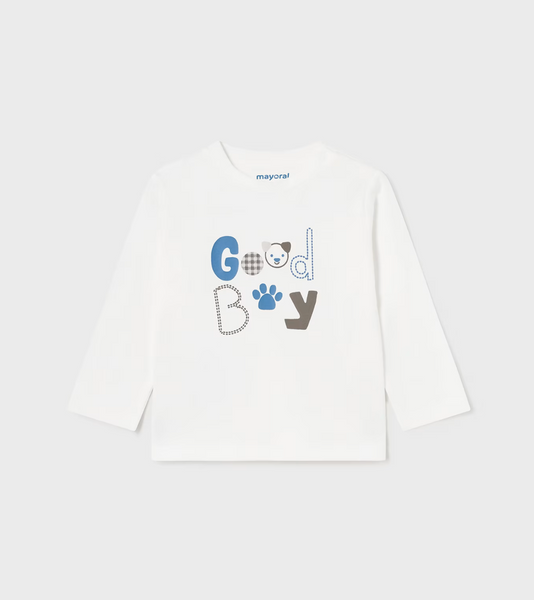 Mayoral Boys Puppy T-shirt Cream | SALE