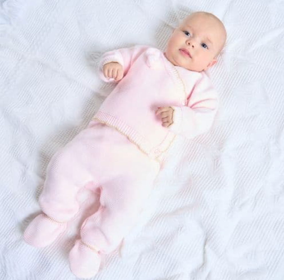 Dandelion Baby Pink Knitted Wrap Cardigan and Leggings Outfit Set