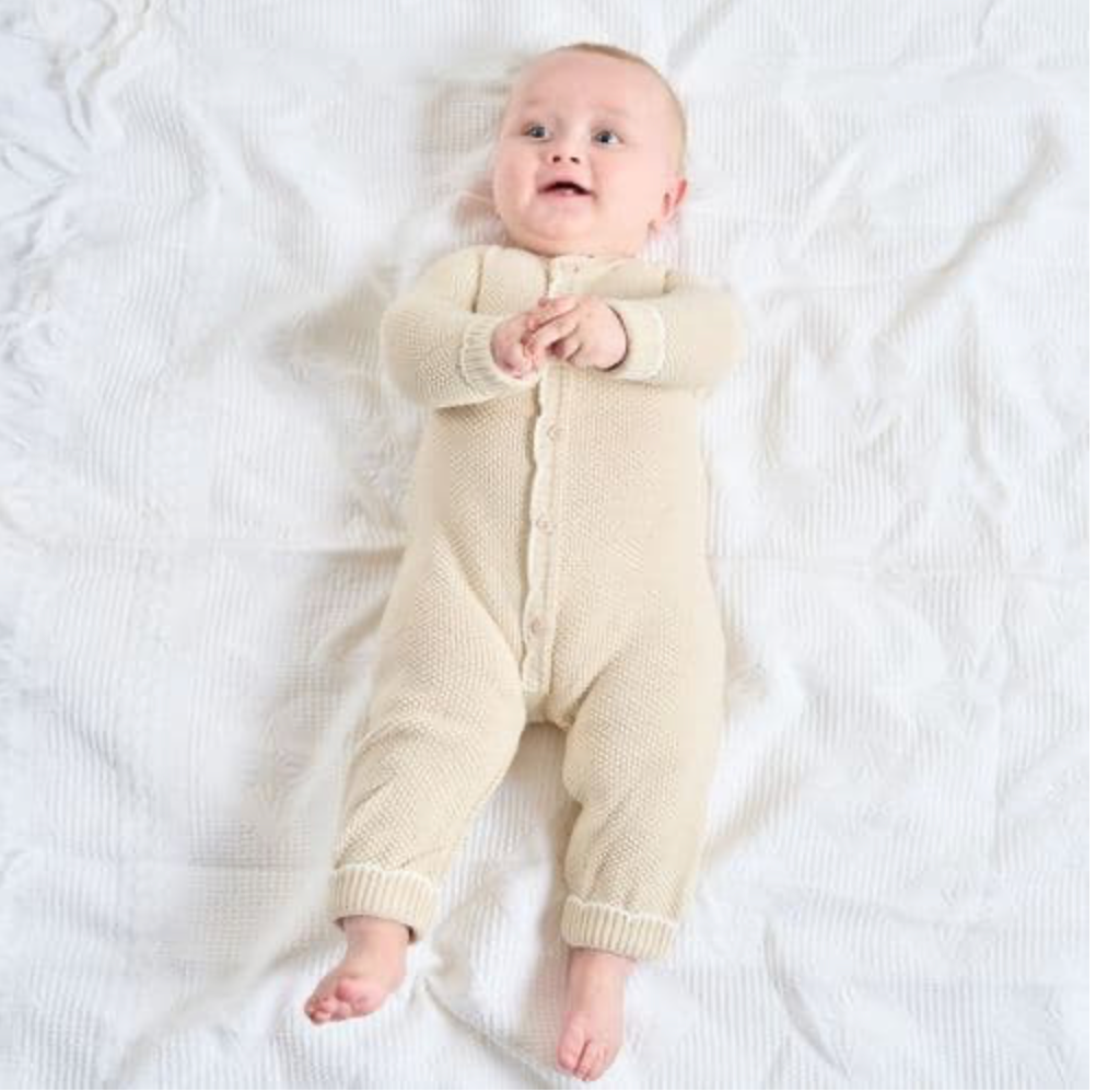 Dandelion Baby Unisex Beige Scallop Edge Romper